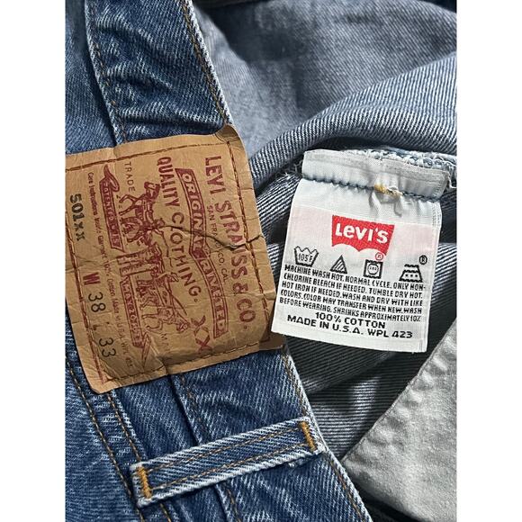 Levi's  501XX Blue Denim Jeans Mens 38x33 (Fits 34x30)  Made in USA Vintage 90s - Picture 3 of 15